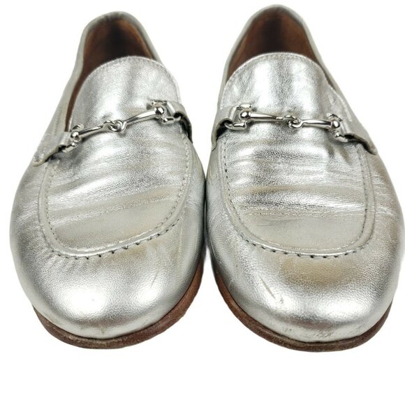 Navyboot Switzerland Silver MADE IN ITALY Horsebit Oxford Penny Loafers Size 39 - Picture 3 of 11